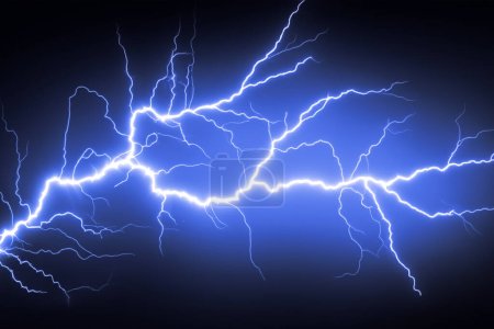 Photo for Ray. Lightning storm. Lightning bolt storm. Fork lightning striking. Lightning thunderstorm flash over the night sky. Concept on topic weather, cataclysms (hurricane, Typhoon, tornado, storm). - Royalty Free Image