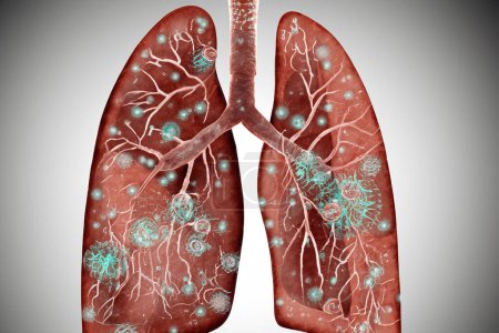 Lungen. Keuchhusten. Keuchhusten. Bordetella pertussis. Lungen mit Bakterien. Design von Lungen mit Bakterien in der Lunge, die eine Lungenerkrankung darstellen.