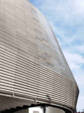 Photo for Santiago Bernabeu stadium. Detail of the facade of the Santiago Bernabeu football stadium where Real Madrid plays. League. Champions. Appearance of the real madrid stadium after the remodeling - Royalty Free Image