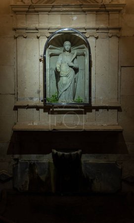 Photo for Public fountain called Sa Font de Santa Margalida, located in the Majorcan town of Felanitx, Spain, at night - Royalty Free Image