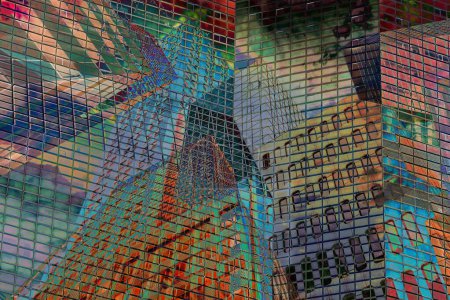 Foto de Composición colorida abstracta del paisaje urbano de edificios de negocios modernos en Nueva York. - Imagen libre de derechos