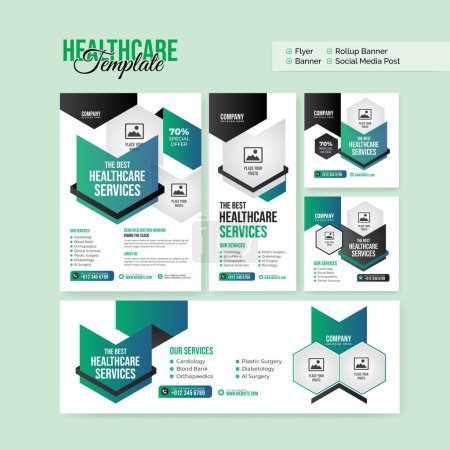 Illustration for Creative and modern flyer rollup banner social media post banner template bundle collection - Royalty Free Image