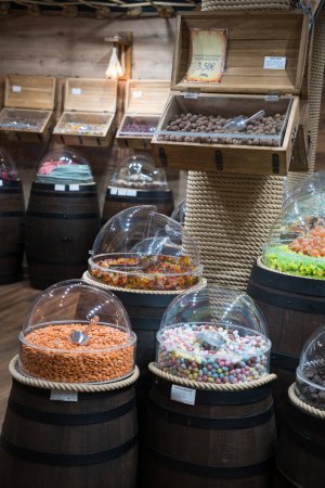 Photo for Candy shop. Shop set on a pirate ship with all kinds of sweets for sale. - Royalty Free Image