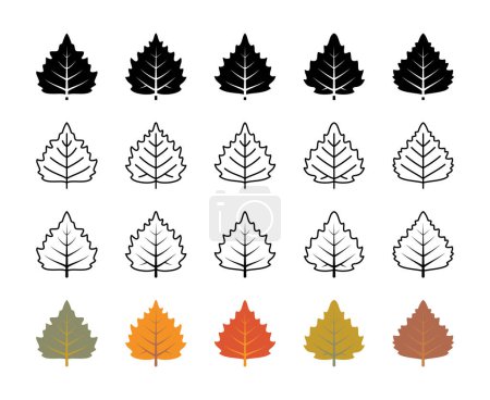 Birch leaves vector icons. Nature and ecology. Birch, leaf, plant, icons, drawing and more. Isolated birch leaf icon collection for websites on white background. Vector symbol set.