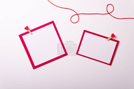 Photo for Valentine's day card top view white background red hearts holiday congratulations love minimalistic tree abstract corporative frame happy mockup celebration decoration isolated - Royalty Free Image