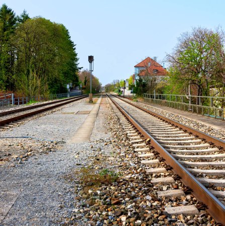 unpaved track layout at the railroad station of Bath Sauerbrunn in the region Burgenland, Austria