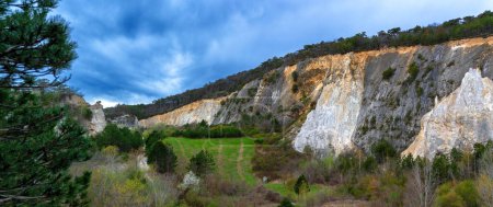 panoramic view of the former dolomite stone quarry at the Harzberg mountain in Bath Voeslau, Austria