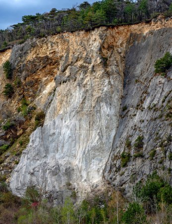 Slope in a former dolomite stone quarry at the Harzberg mountain in Bath Voeslau, Austria