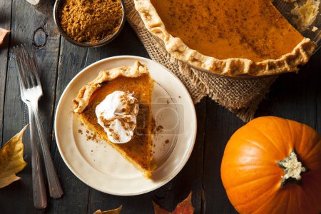 Photo for Homemade Pumpkin Pie for Thanksgiving Ready to Eat - Royalty Free Image