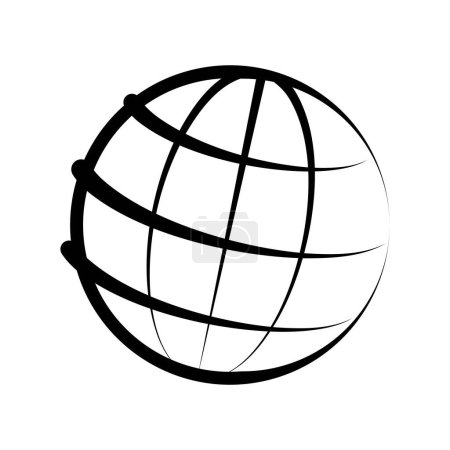 Erde-Symbol mit horizontalen Geschwindigkeitslinien. Symbol für Erdrotation 360. Vektor Illustration skizzieren flachen Design-Stil.
