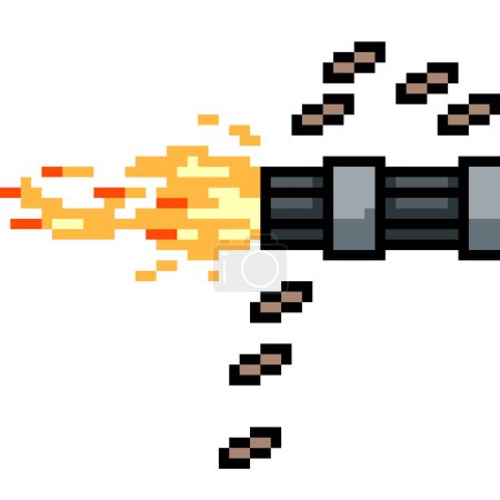 Illustration for Pixel art of Gatling gun shot - Royalty Free Image