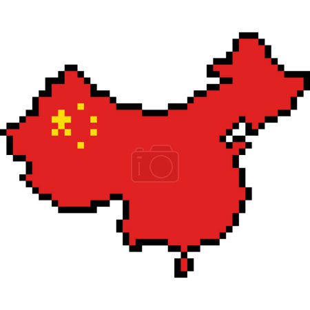 Photo for Pixel art of china map flag - Royalty Free Image