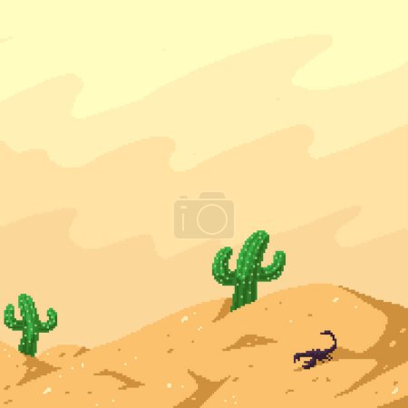 Illustration for Pixel art of desert sand scorpion - Royalty Free Image