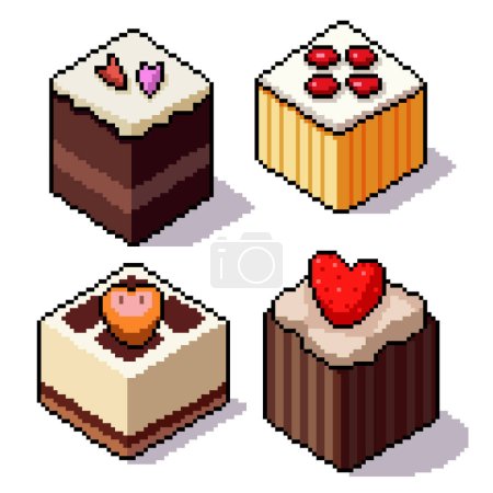 Photo for Pixel art of various sweet cake - Royalty Free Image