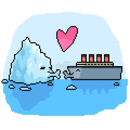 Illustration for Pixel art of iceberg ship couple - Royalty Free Image