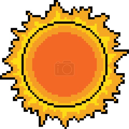 pixel art of sun hot summer isolated background