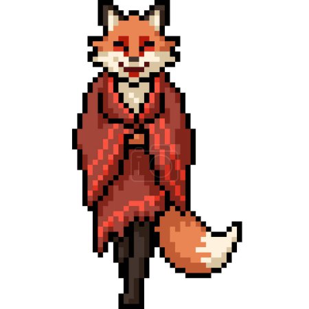 pixel arte de asiático vestido zorro aislado fondo