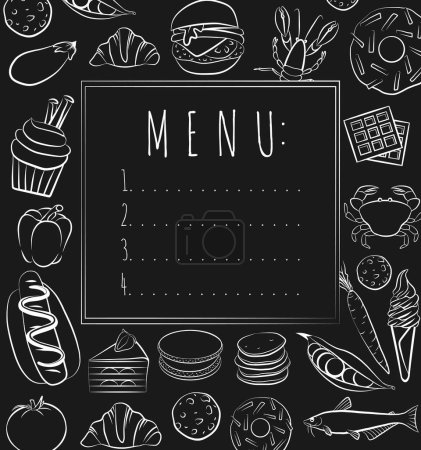 Restaurant cafe menu, template design. Food flyer on chalkboard. Cooking concept.