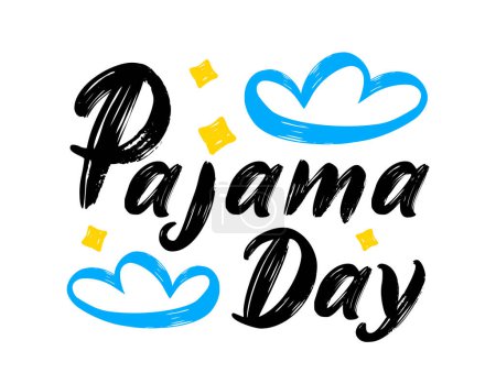 Illustration for Pajama day handwritten lettering. Cute card or t-shirt print template. Vector quote illustration. Clothing print. - Royalty Free Image