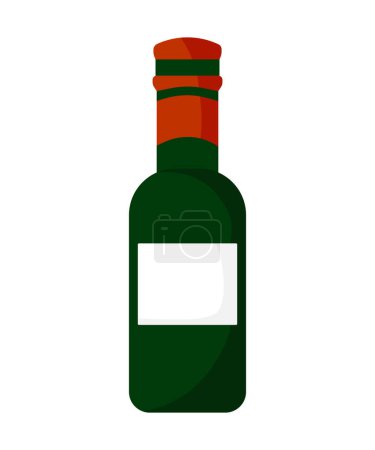 Téléchargez les illustrations : Huile verte ou bouteille de vin dessin animé isolé sur fond blanc. Élément de conception d'emballage de produit vectoriel. - en licence libre de droit