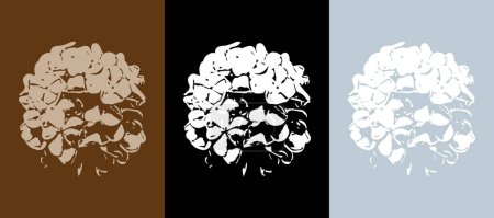 Téléchargez les illustrations : Empreinte fleur d'hortensia. Illustration vectorielle du grunge. Hortensia vintage design floral. - en licence libre de droit