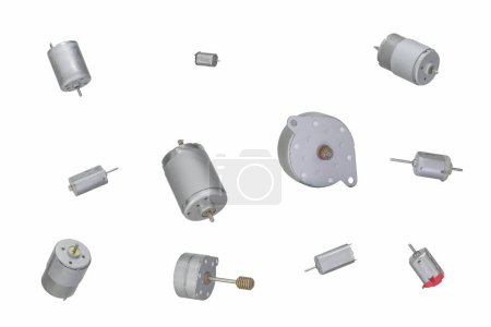 Foto de Various dc electric motors isolated on white background - Imagen libre de derechos