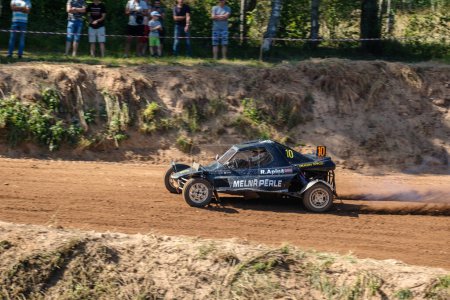 Photo for PILSKALNI, LATVIA - JULY 16.2023: Rally cars in action at auto competition "Latvian Autocross Championship" at racing track "Pilskalni" - Royalty Free Image