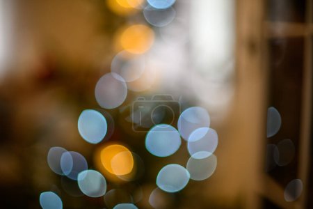 Photo for Winter solstice blur background with bokeh rings green calming colors - Royalty Free Image