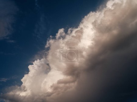 Photo for White storm clouds in summer with blue sky background contrasty texture - Royalty Free Image