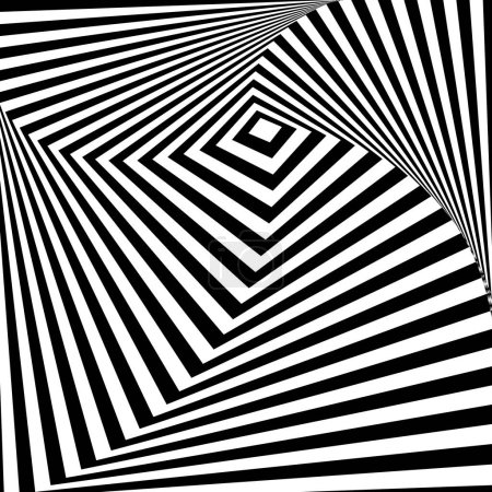Optische Täuschung. Schwarz-weißer Op-Art-Tunnel