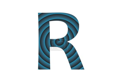 Téléchargez les photos : Lettre R de l'alphabet composée de cercles bleu foncé et bleu clair, isolés sur fond blanc - en image libre de droit