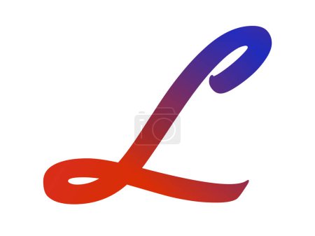 Letter L of the alphabet made with red and blue gradient, isolated on a white background