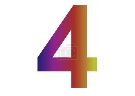Téléchargez les photos : Nombre 4 de l'alphabet fait avec les couleurs de l'arc-en-ciel, avec rose, bleu, rouge, jaune, vert isolé avec un fond blanc - en image libre de droit