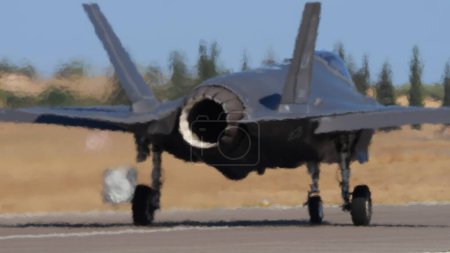 Photo for Athens Greece September 3 2023: US Air Force Lockheed Martin F-35 Lightning ii jet on the ground from Behind. Copy Space - Royalty Free Image