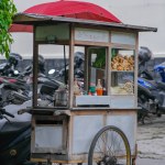 Street hawker, selling Bakso or Meatball soup in Yogyakarta, 20 February 2023