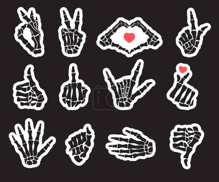 Illustration for Hand bones stickers set - Royalty Free Image