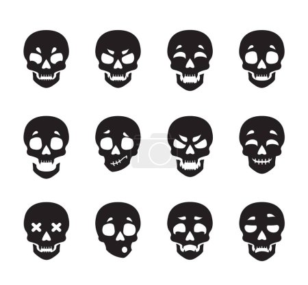 Illustration for Silhouettes of emoji skulls - Royalty Free Image