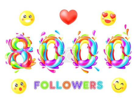 Illustration for 8000 followers picture vector - Royalty Free Image