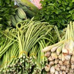 Close up fresh vegetables in market