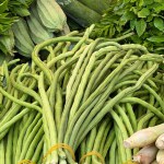 Fresh green asparagus on the market