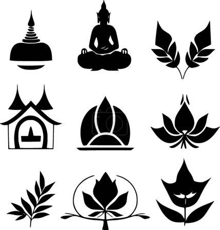 Collection of icons of silhouettes, set of nature and symbols
