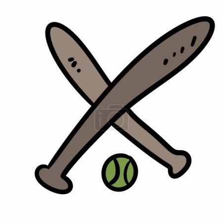 Foto de Bate de béisbol y bola ilustración de dibujos animados - Imagen libre de derechos