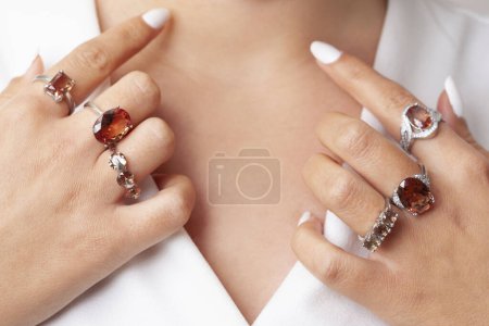 Photo for A creative woman jewelry image concept. Personal jewelry image that will increase sales. Personal jewelry image that can be used for banner, e-commerce, online selling, social media, print. - Royalty Free Image
