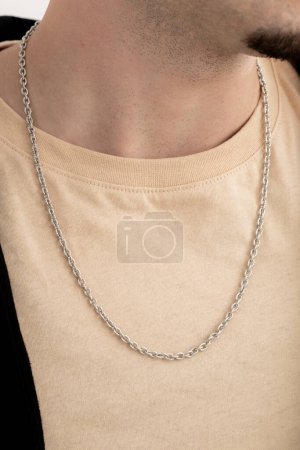 Chain necklace in men's . Visual with men's jewelry concept