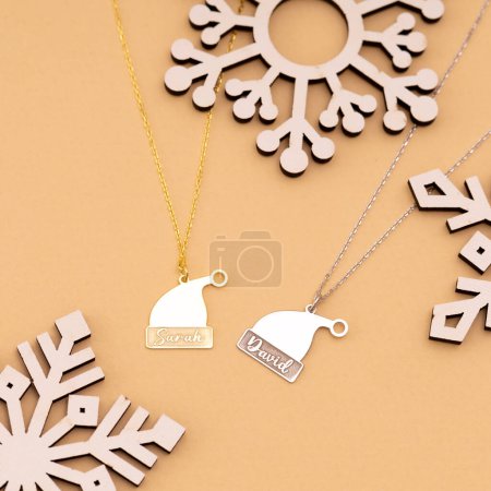 Christmas concept product image on a cream background. Photography in jewelry and new year concept.
