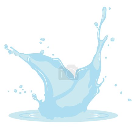 Illustration for Icon of a large round splash of water on the surface. Icon of flowing drop, wave, splash, splash of nature isolated on white background. Dripping liquid. Water spill. A drop of rain and a drop of sweat. - Royalty Free Image