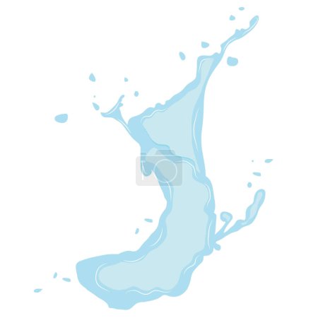 Illustration for Vector high water splash icon on surface. Icon of flowing drop, wave, splash, splash of nature isolated on white background. Spilled liquid. Water spill. A drop of rain and a drop of sweat. - Royalty Free Image