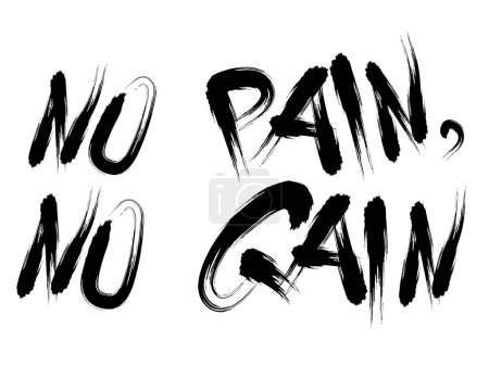 Illustration for Vector lettering about motivation. Without pain there is no progress. Imitation of a careless brush stroke. Phrase for your design and inspiration. - Royalty Free Image