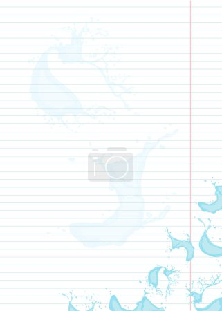 Blank note paper with flat splashes and drops with space for text. Vector illustration