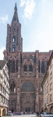 Photo for Strasbourg, France - 06 26 2023: Strasbourg cathedral: View of the facade of the cathedral from Merciere street - Royalty Free Image